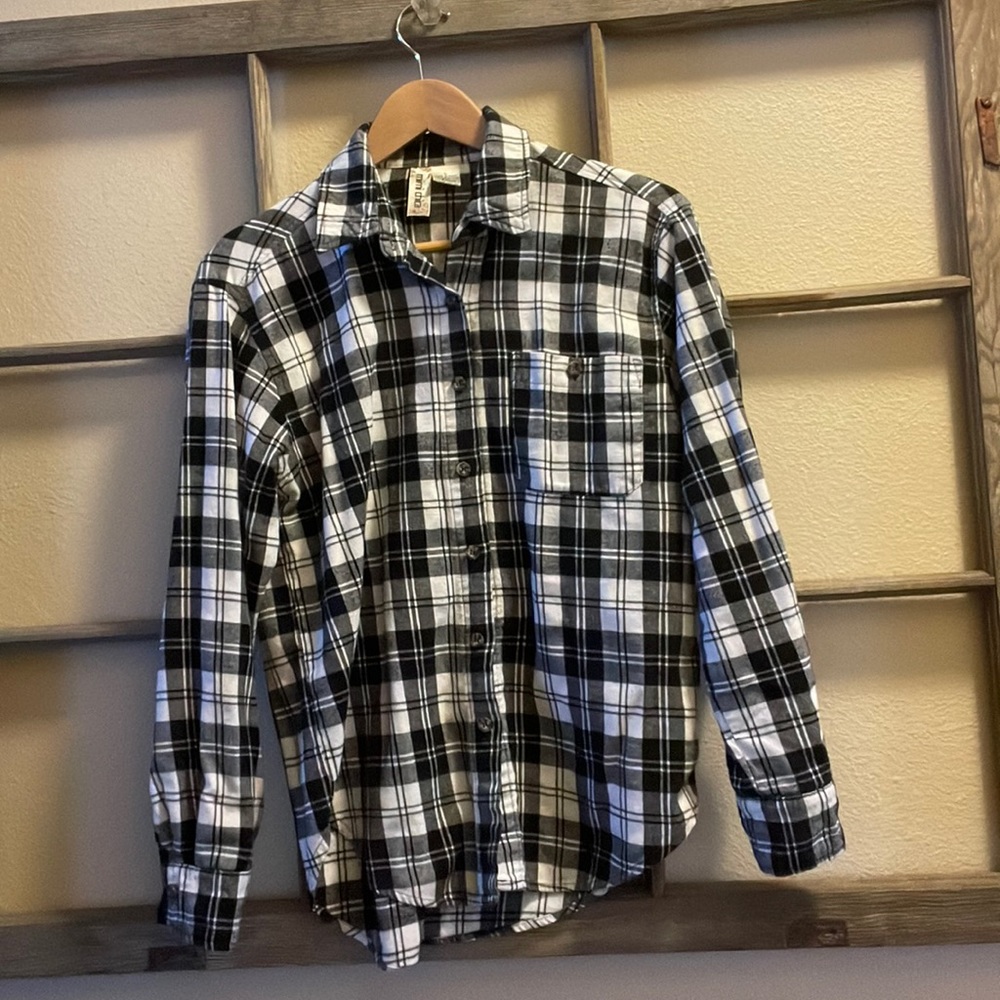 Mimi Chica Black and White Plaid Flannel